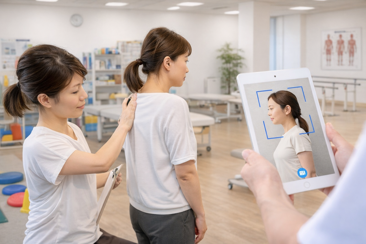 専門スタッフが姿勢を確認している様子